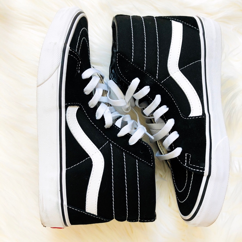 Vans Black and White Sk8 High Tops Unisex